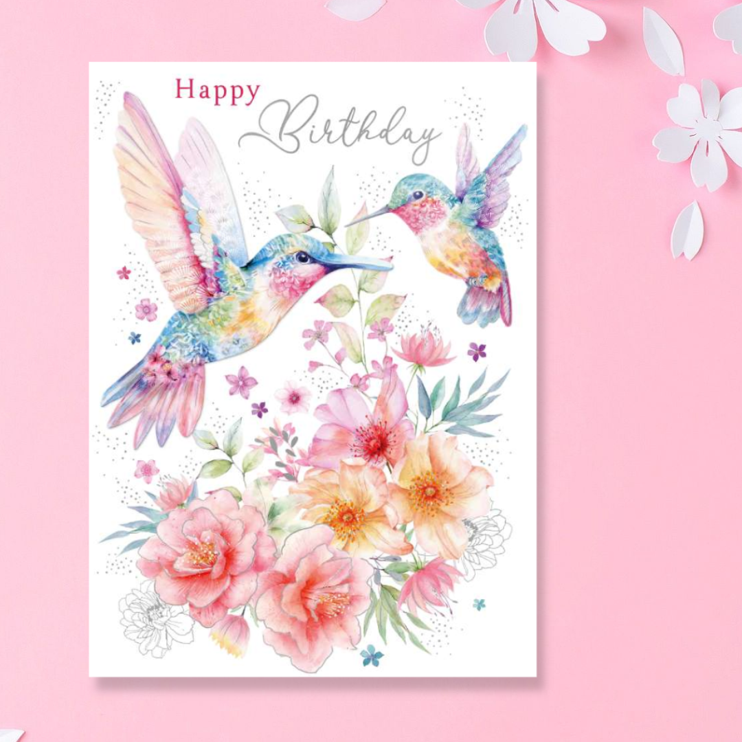Decoupage Birthday Card - Hummingbirds
