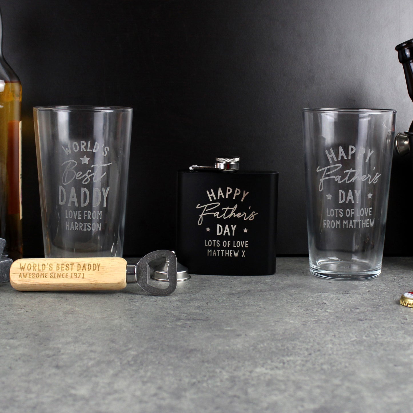 Personalised Gift - Father's Day Black Hip Flask