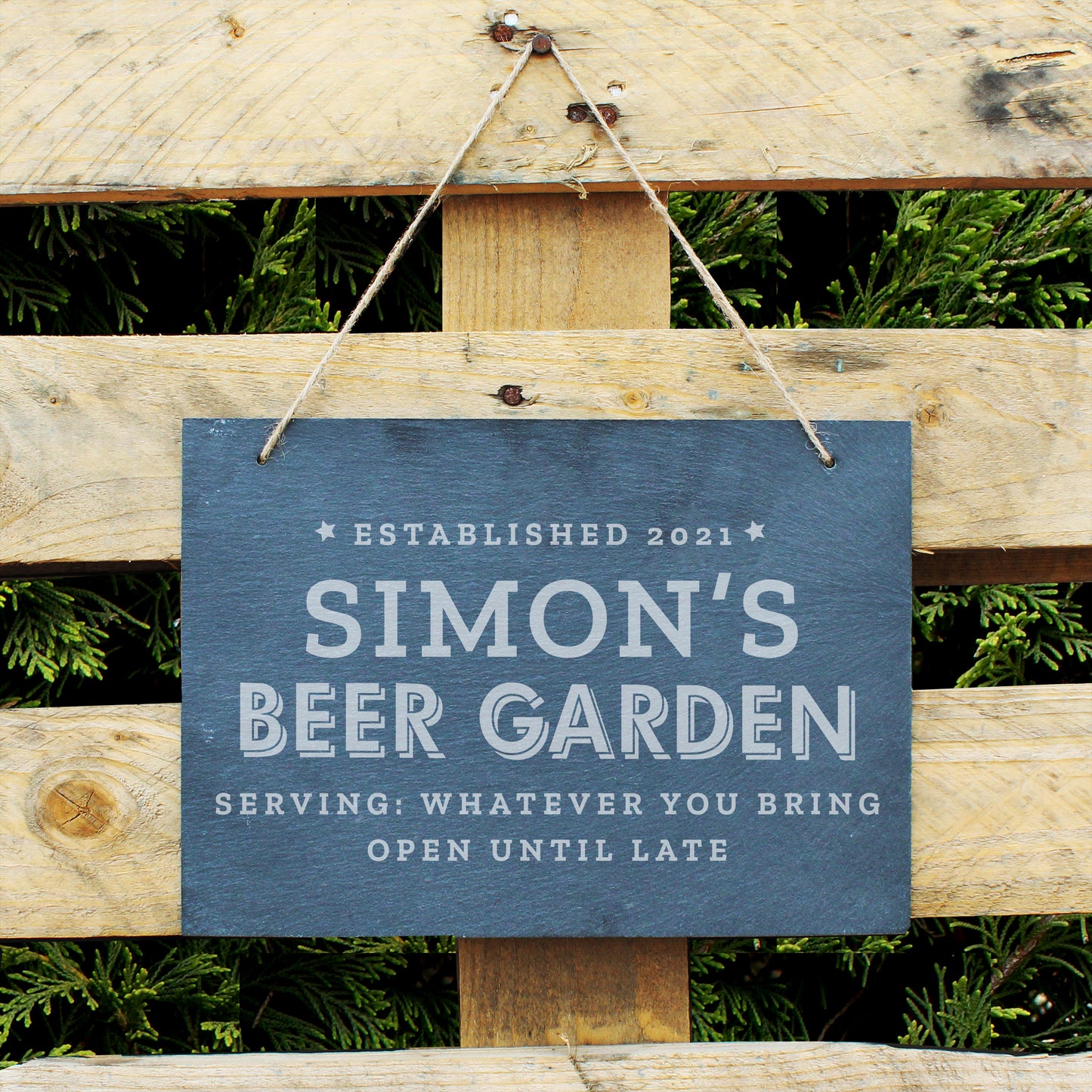 Personalised Gift - Beer Garden Hanging Large Slate Sign