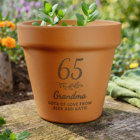Personalised Gift - Any Age Terracotta Plant Pot