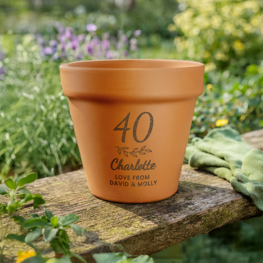 Age 40 Gift - Personalised Terracotta Plant Pot