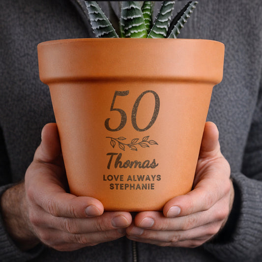 Age 50 Gift - Personalised Terracotta Plant Pot