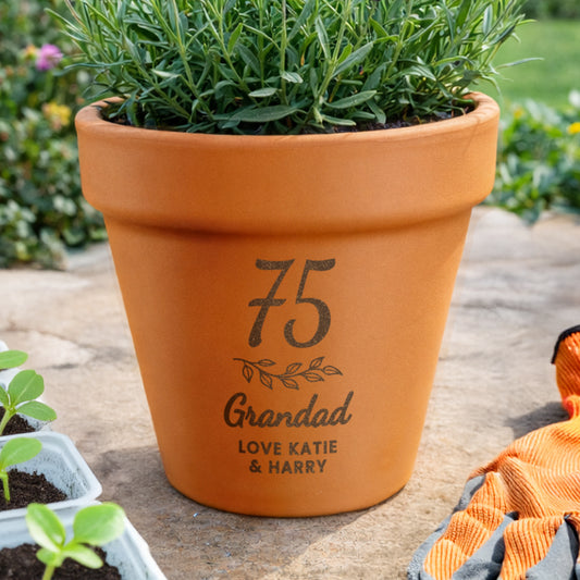 Age 75 Gift - Personalised Terracotta Plant Pot