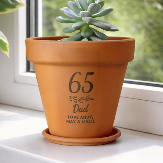 Age 65 Gift - Personalised Terracotta Plant Pot