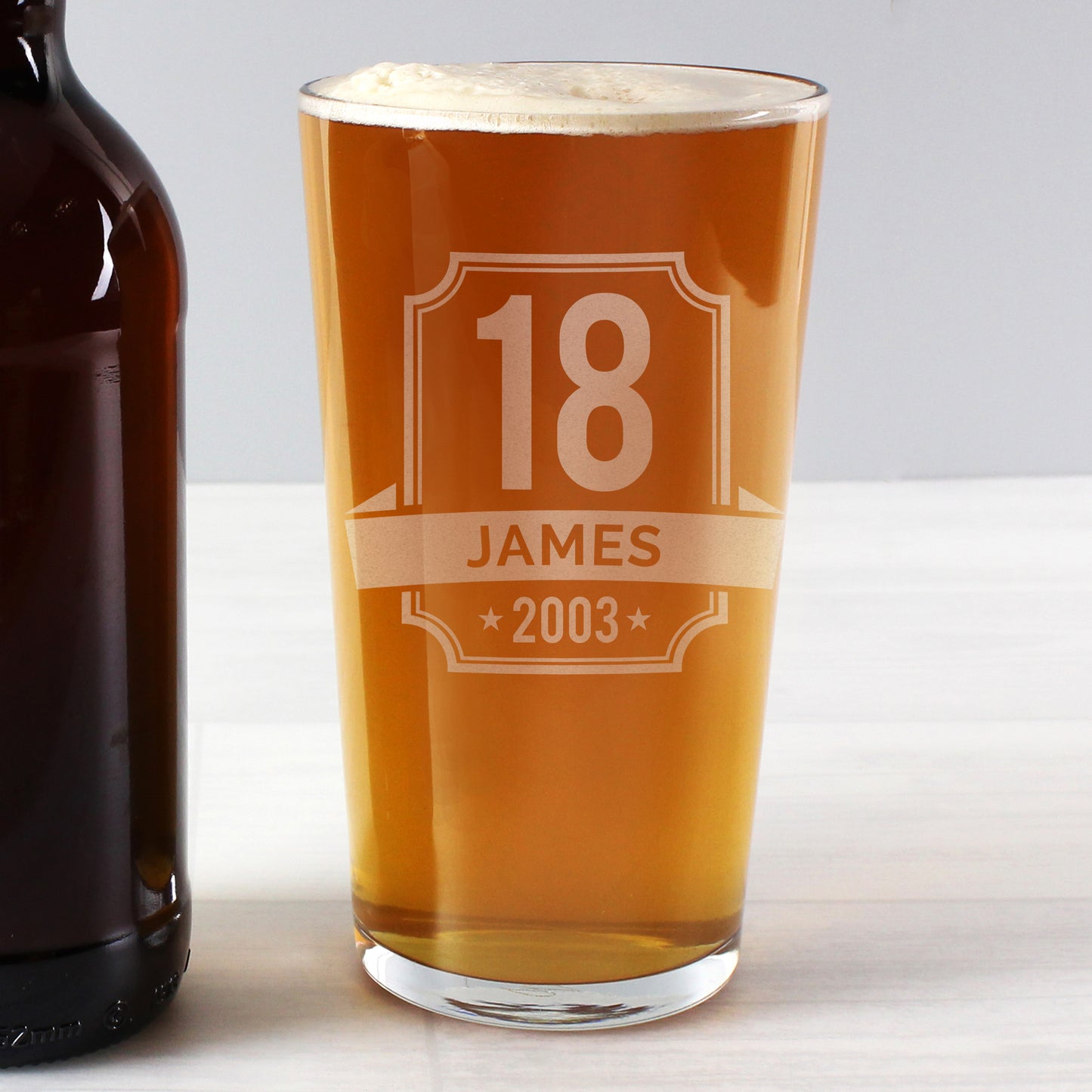 Big Age - Personalised Age & Name Birthday Pint Glass