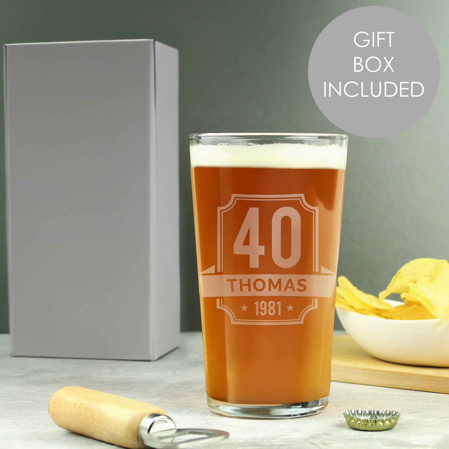 Big Age - Personalised Age & Name Birthday Pint Glass