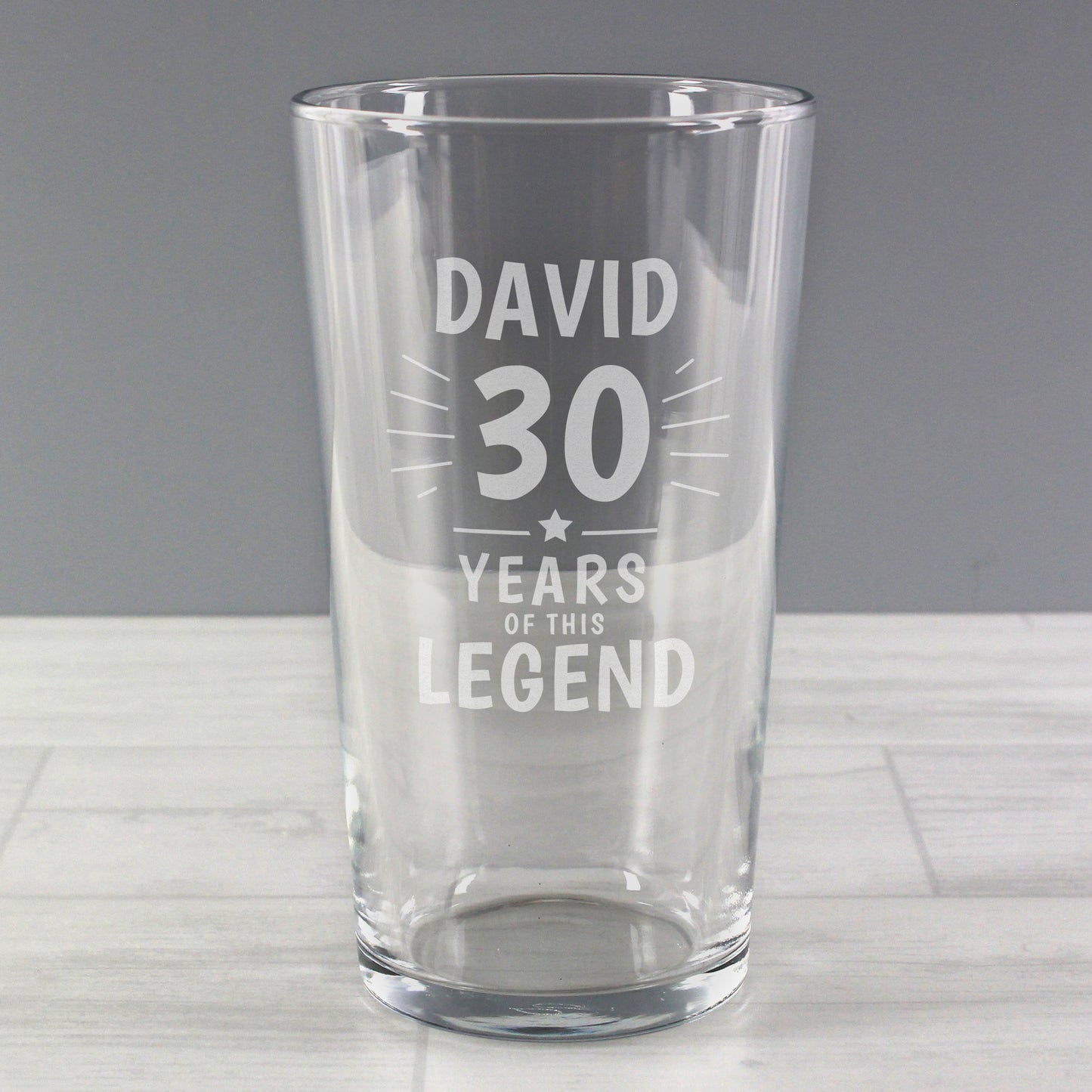 Age 30 Gift - Personalised Years of This Legend Birthday Pint Glass