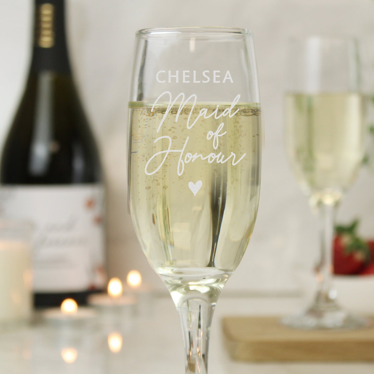 Maid of Honour Gift - Personalised Flute Glass