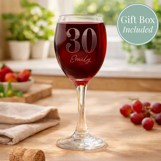 Age 30 Gift - Personalised Big Age Wine Glass