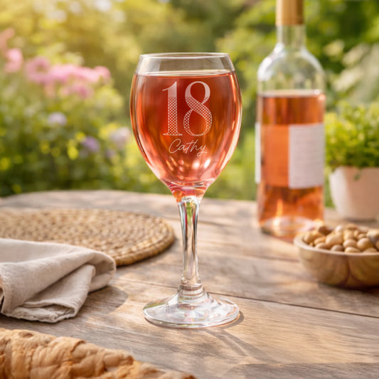 Age 18 Gift - Personalised Big Age Wine Glass