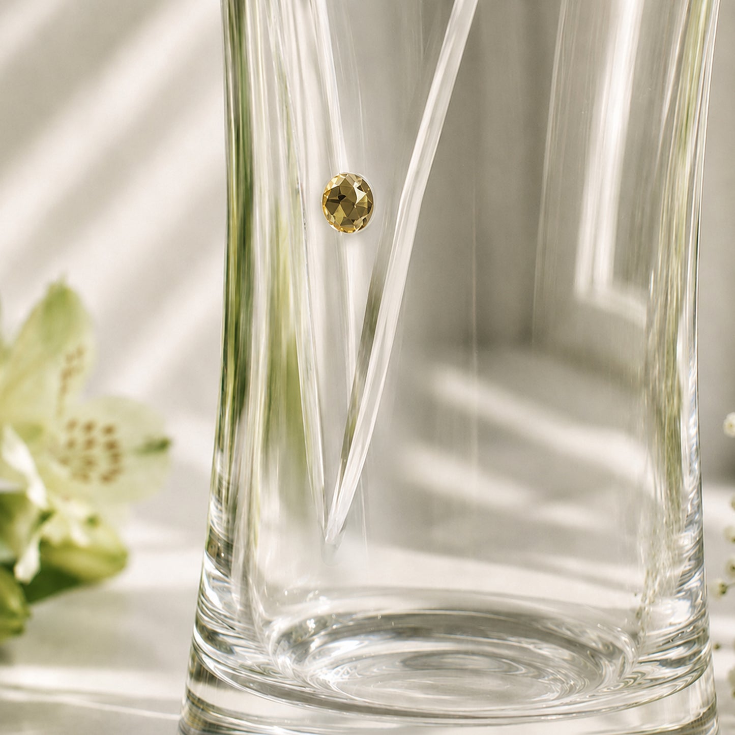 50th Anniversary Gift - Personalised Gold Anniversary Large Hand Cut Diamante Heart Vase