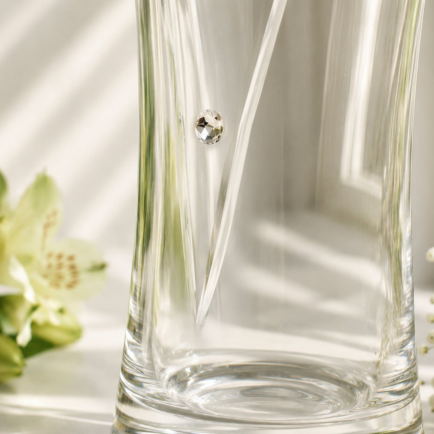 25th Anniversary Gift - Personalised Silver Anniversary Large Hand Cut Diamante Heart Vase