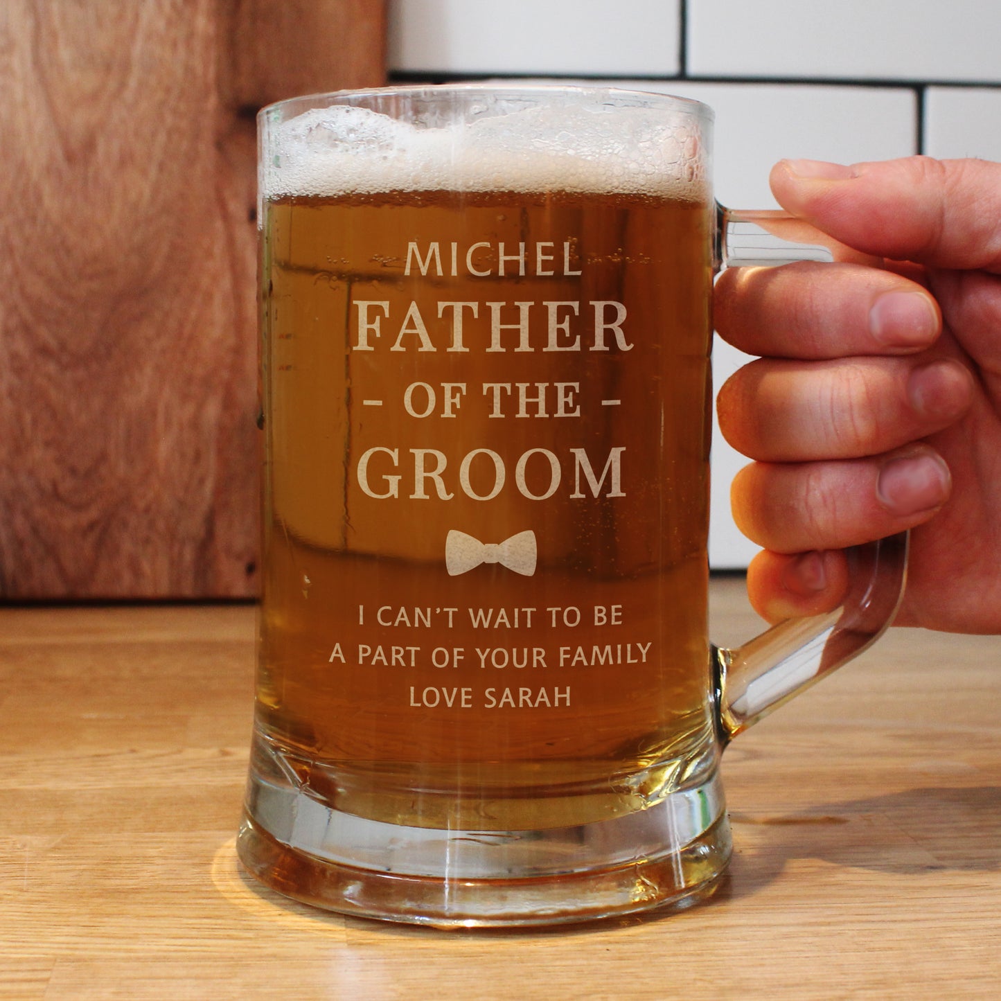 Father of the Groom Gift - Personalised Pint Stern Tankard
