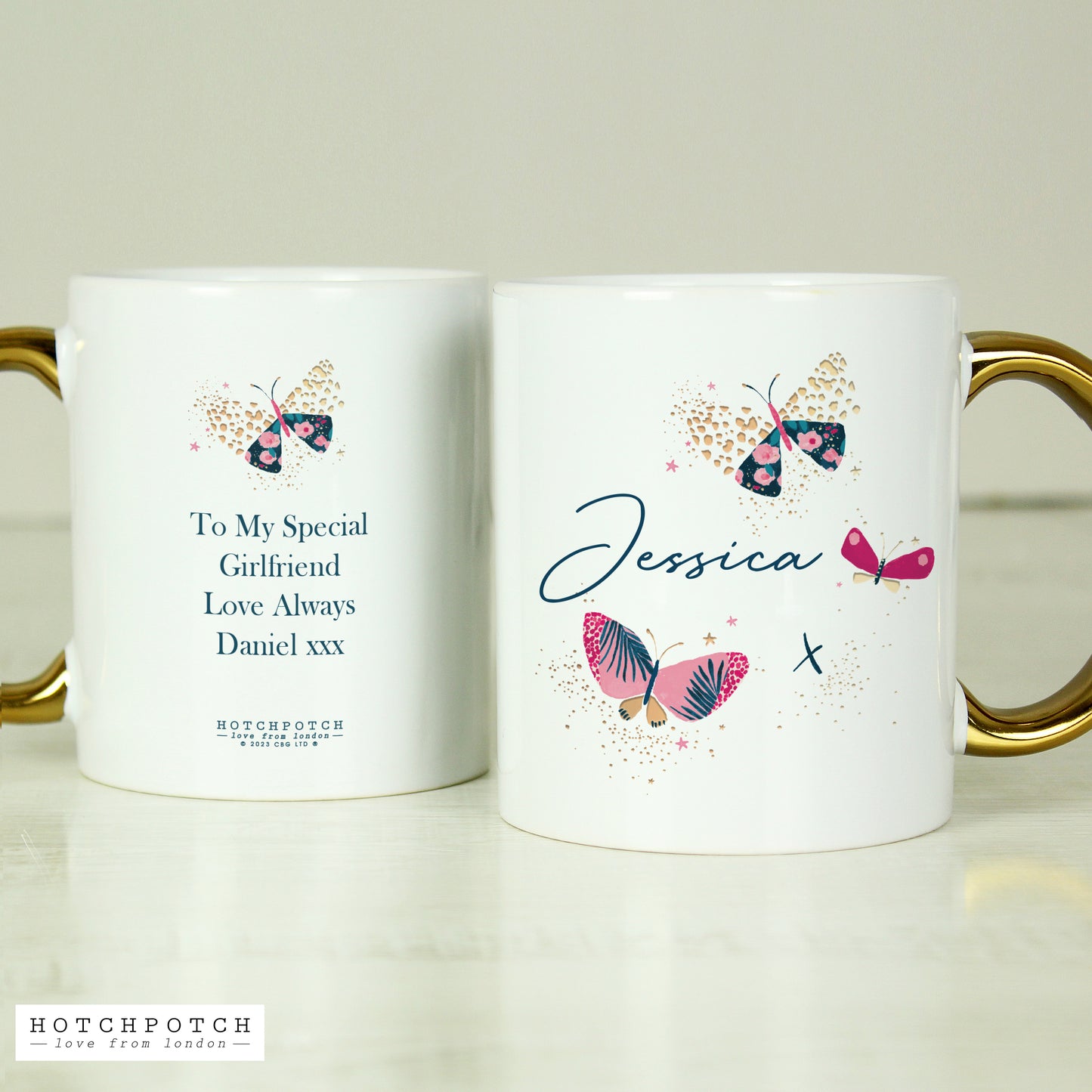 Personalised Mothers Day - Butterfly Gold Handle Mug