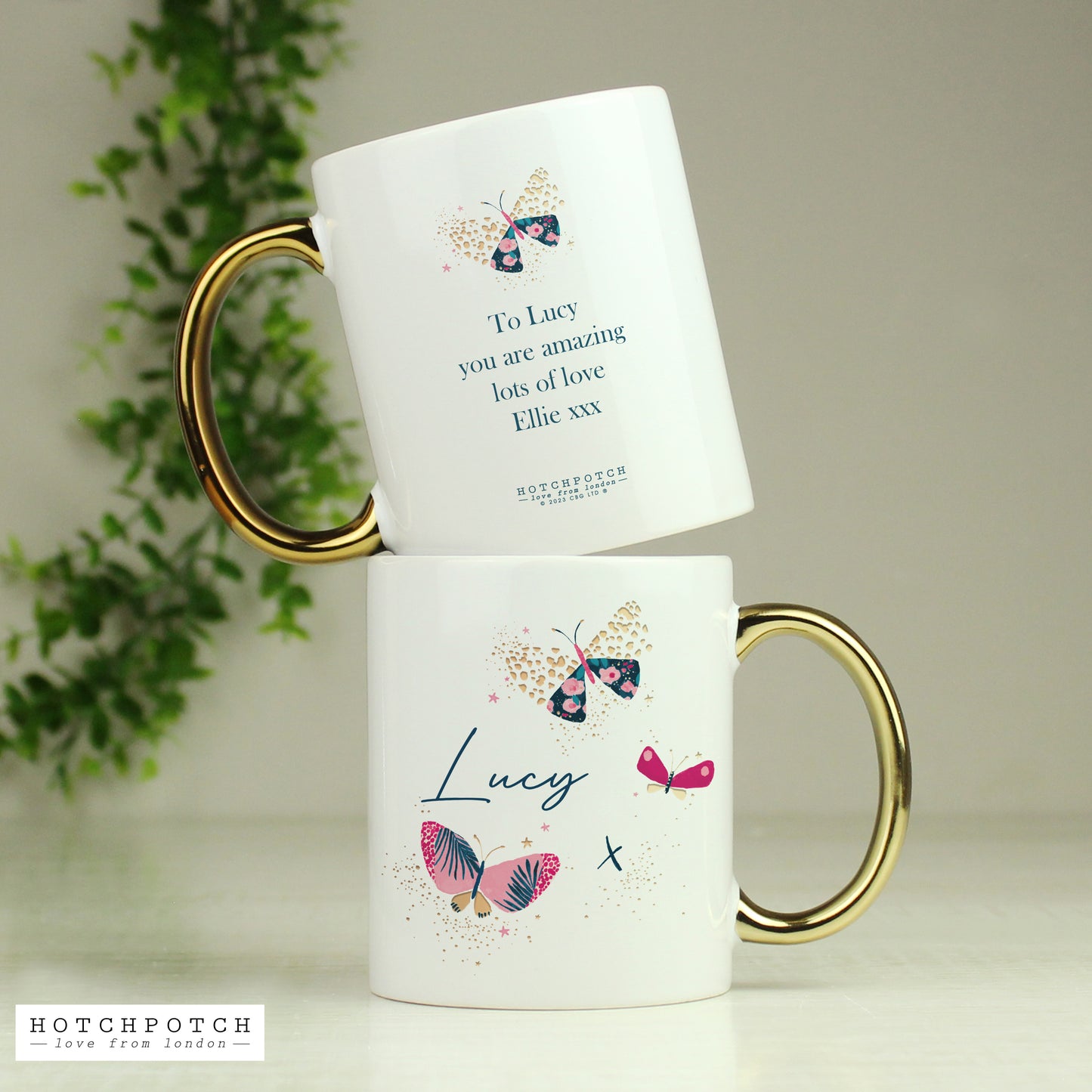 Personalised Mothers Day - Butterfly Gold Handle Mug