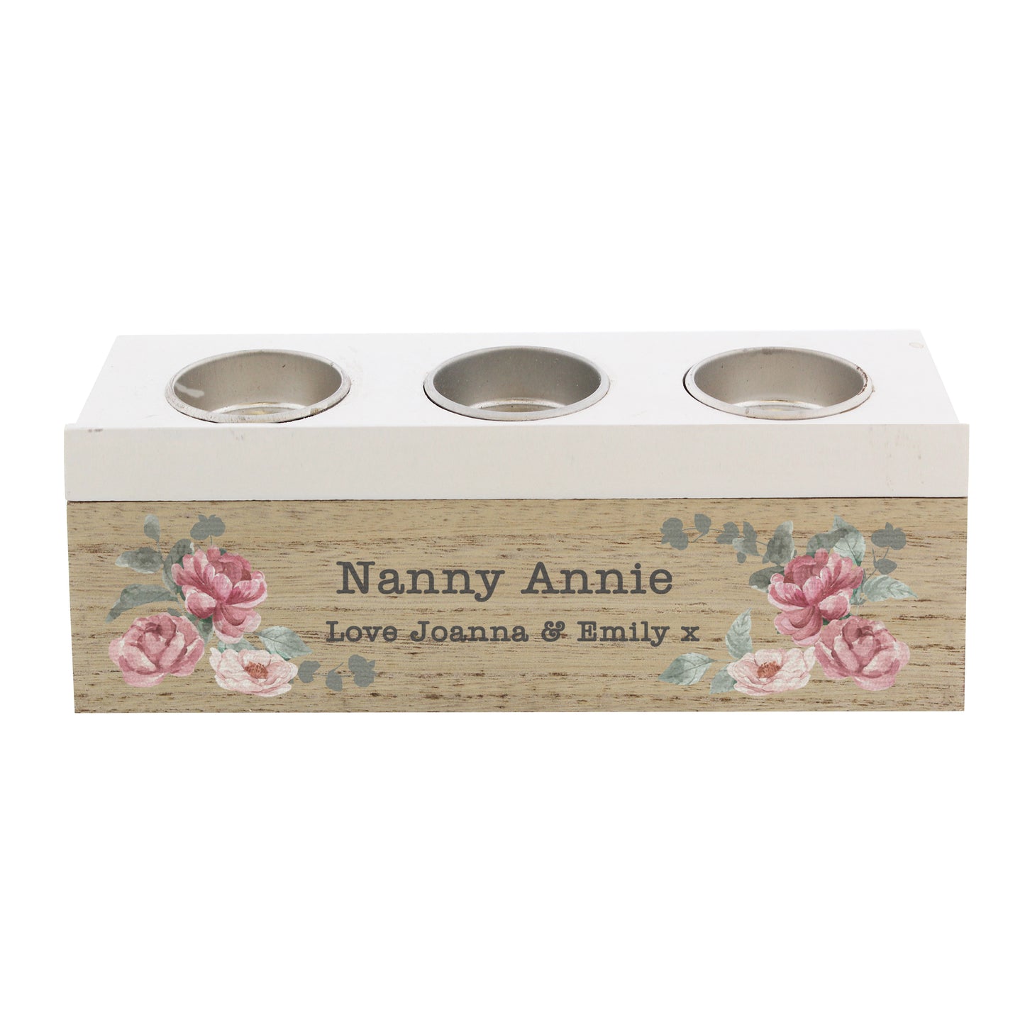 Personalised Mothers Day - Floral Watercolour Triple Tealight Box