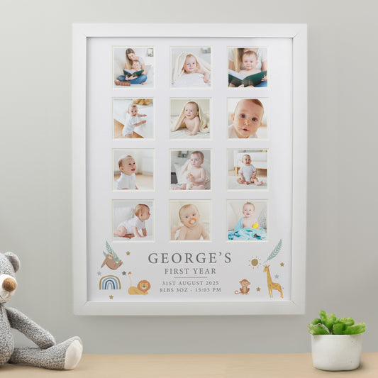 Baby Gift - Personalised Animals White Multi Photo Frame