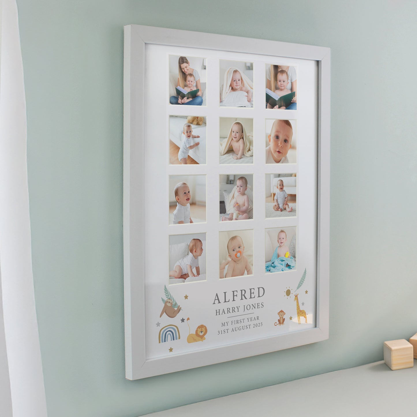 Baby Gift - Personalised Animals White Multi Photo Frame