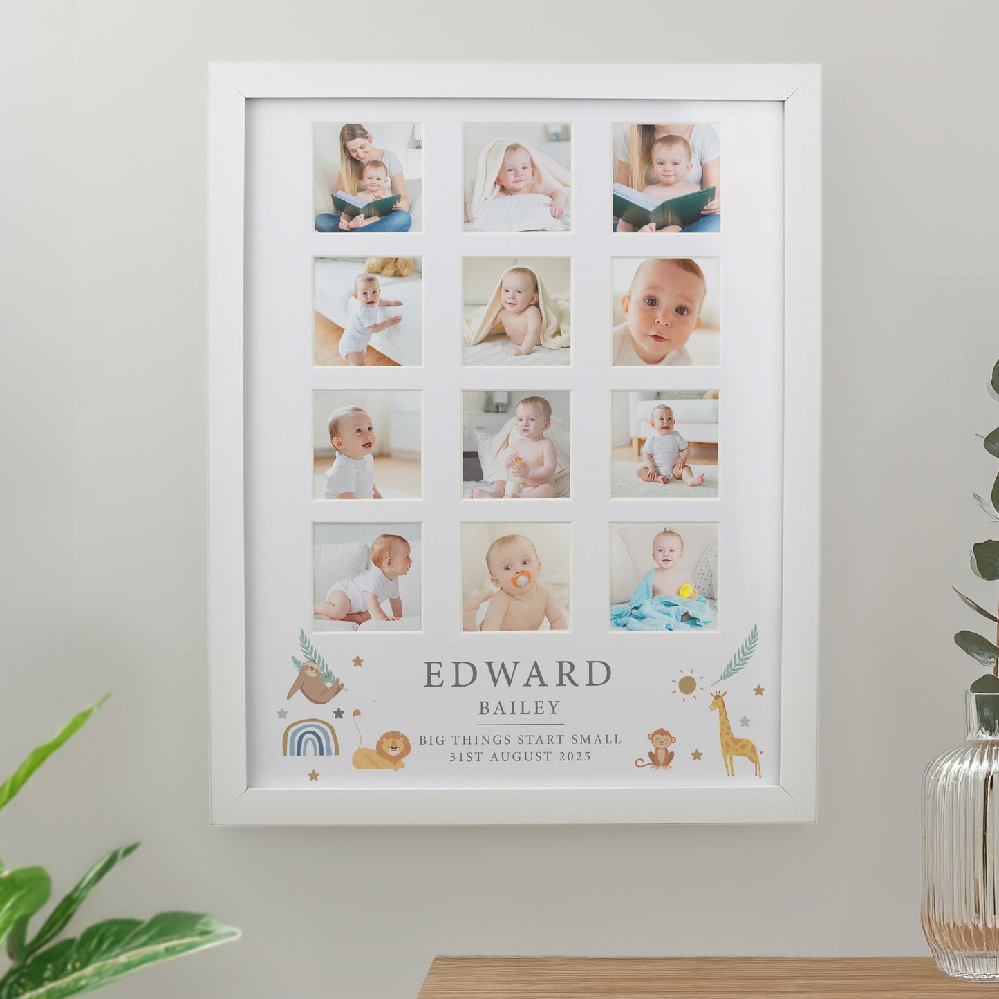 Baby Gift - Personalised Animals White Multi Photo Frame