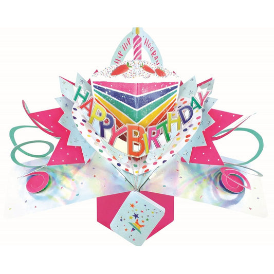 Pop Up Birthday Card - Rainbow Cake Slice