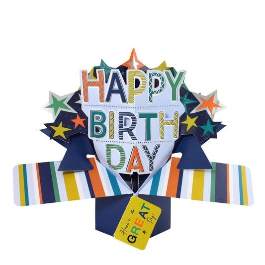 Pop Up Birthday Card - Happy Birthday Stars