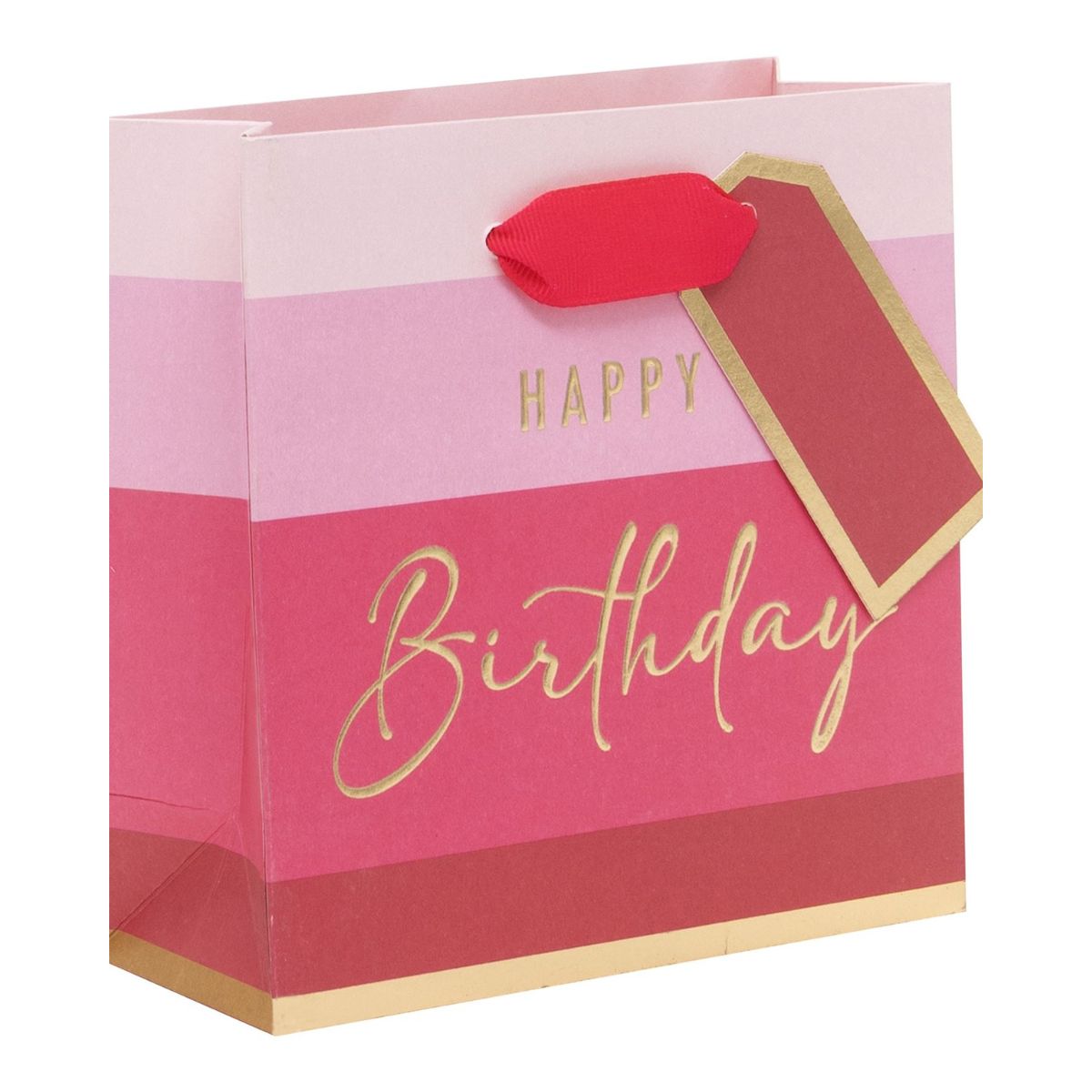Gift Bag Small - Happy Birthday Pink Stripe