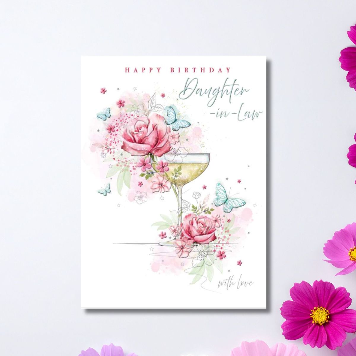 Daughter-In-Law Birthday Card - Floral Glass