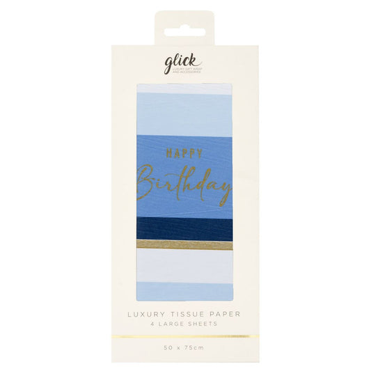 Printed Tissue Paper - Birthday Stripe Blue