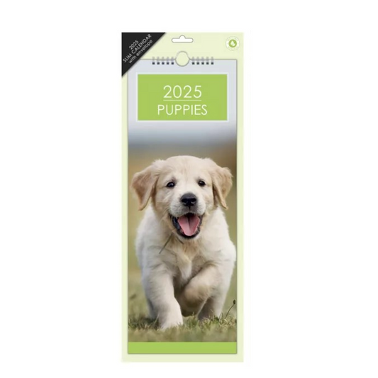 Puppies - Slim Calendar 2025 With Envelope