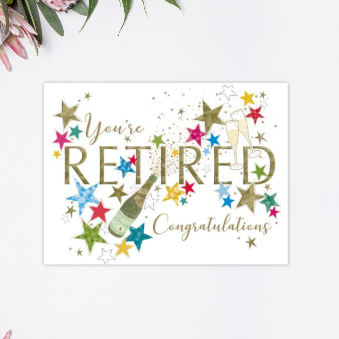 Retirement Card - Text & Stars