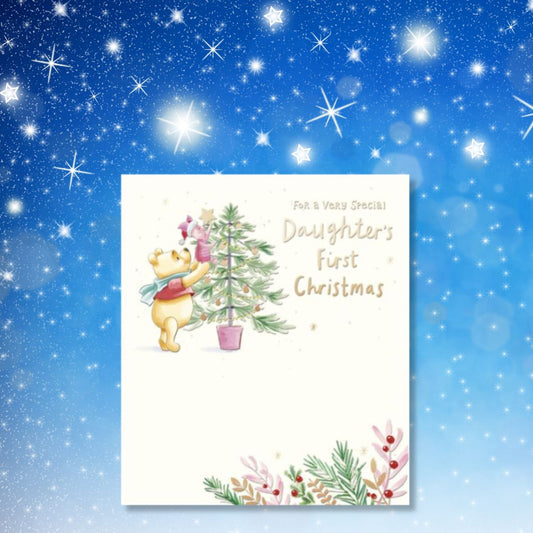 Daughter 1st Christmas Card  - Disney Winnie The Pooh