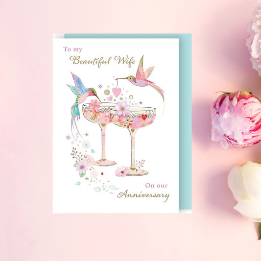 Wife Anniversary Card - Hummingbirds