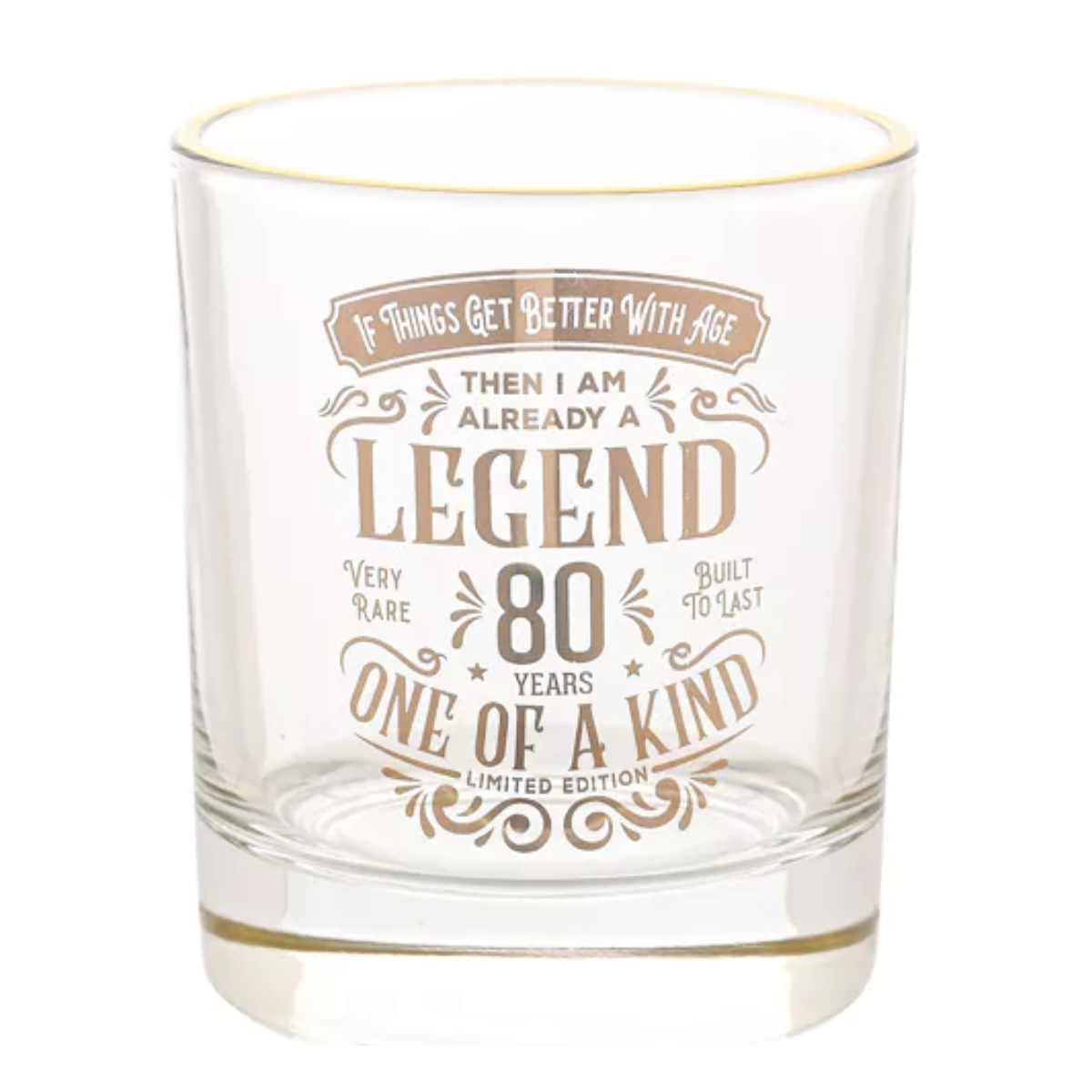 Age 80 Gift - Harvey Makin Legend Tumbler Glass - 80 Years