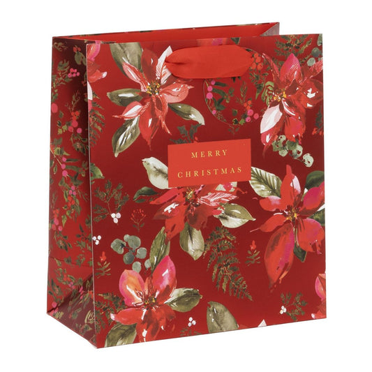 Christmas Gift Bag Medium - Perfect Poinsettia Red