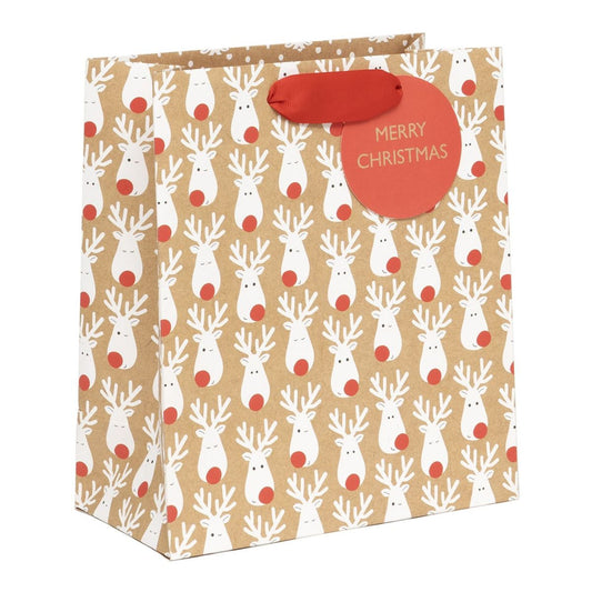 Christmas Gift Bag Medium - Terrific Reindeer Kraft