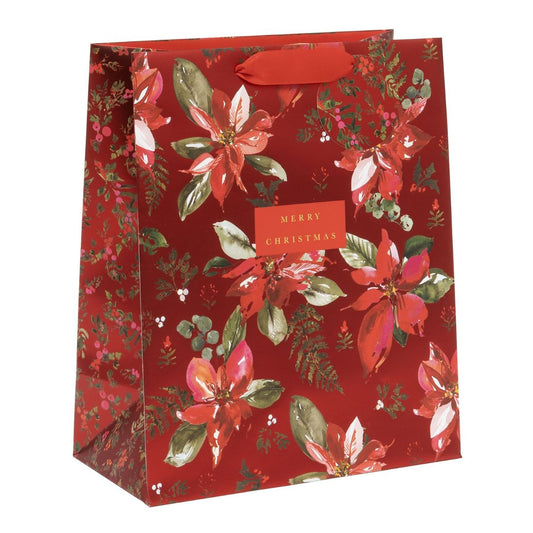 Christmas Gift Bag Large - Perfect Poinsettia Red
