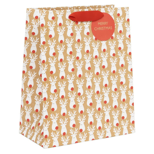 Christmas Gift Bag Large - Terrific Reindeer Kraft
