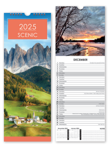 Scenic - Slim Calendar 2025 With Envelope