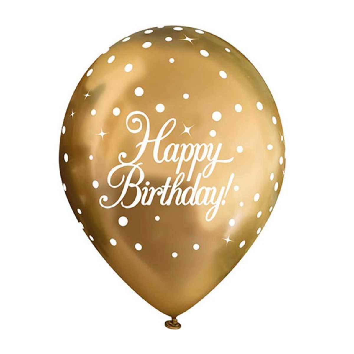 Oaktree Balloons - 6 x 11" Gold Fizz Happy Birthday Latex