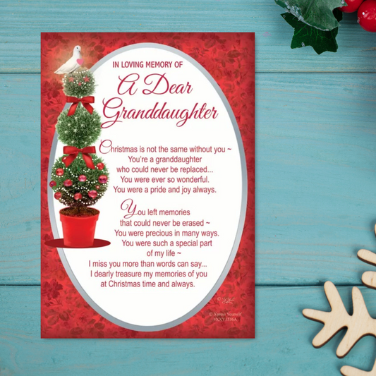 Graveside Card - In Loving Memory Of A Dear Granddaughter At Christmas