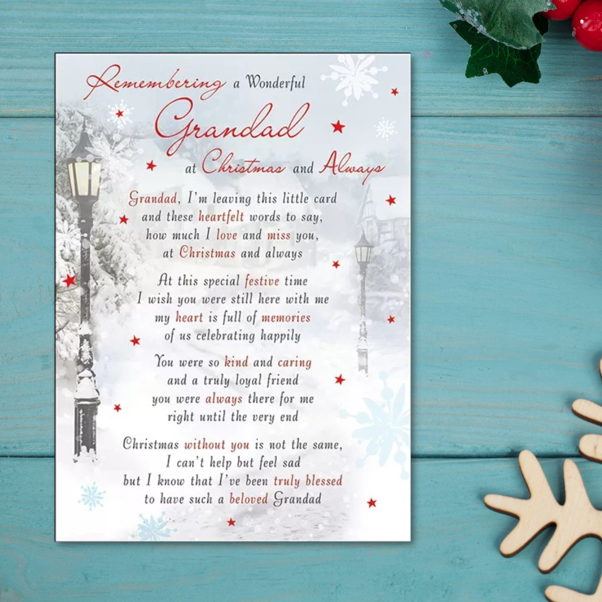 Graveside Card - Remembering A Wonderful Grandad At Christmas And Always