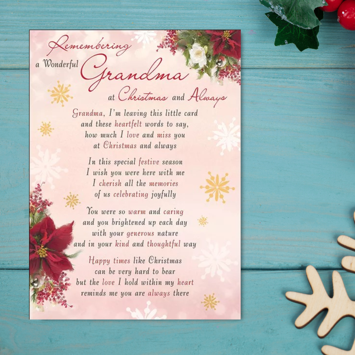 Graveside Card - Remembering A Wonderful Grandma At Christmas And Always