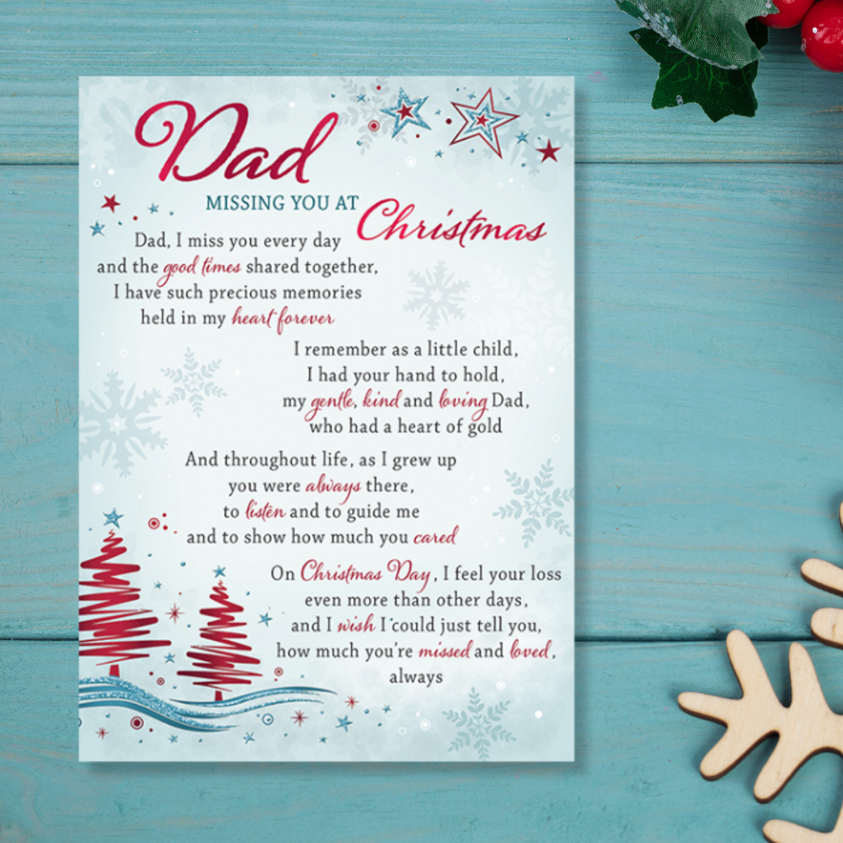 Graveside Card - Dad Missing You At Christmas