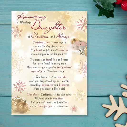 Graveside Card - Remembering A Wonderful Daughter At Christmas And Always