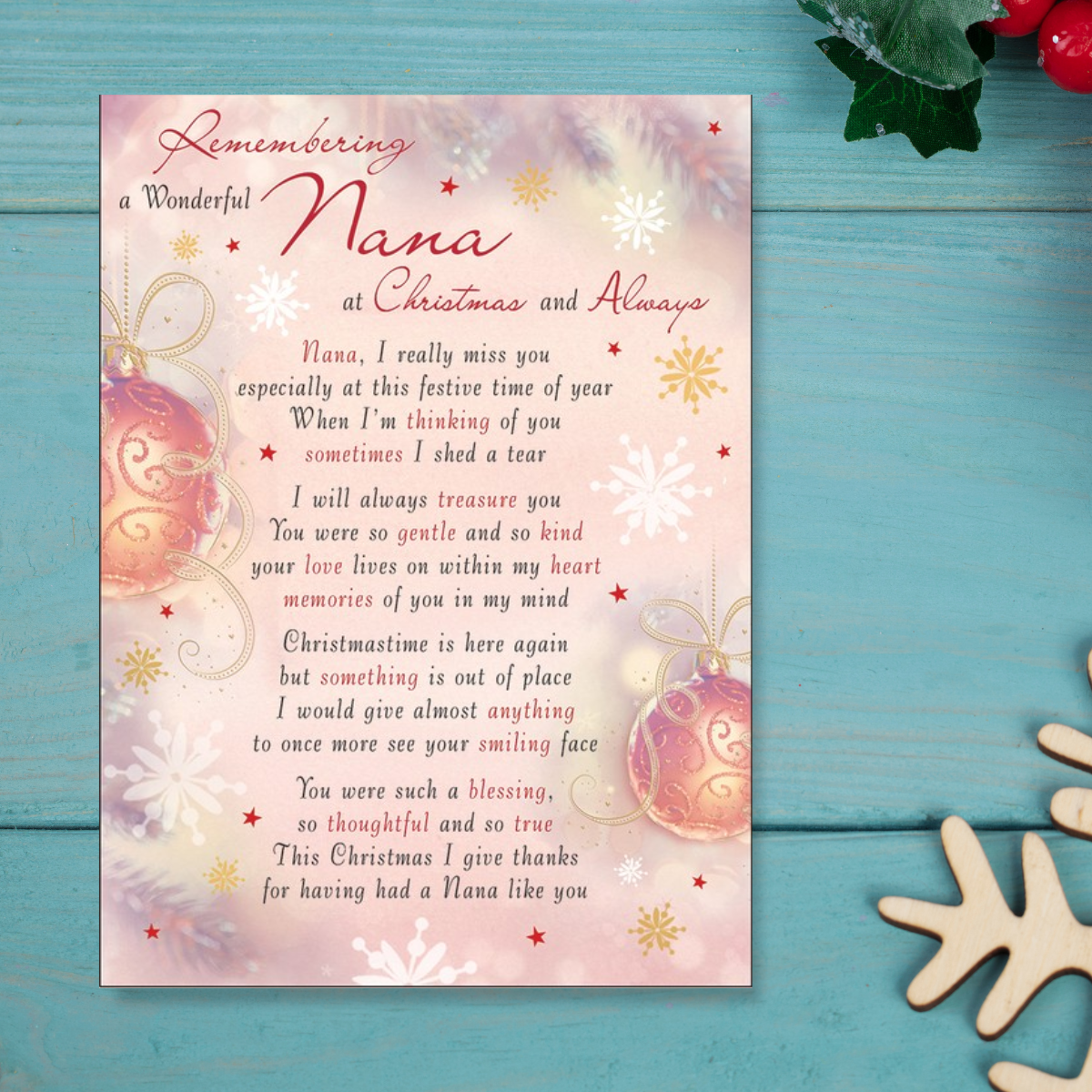 Graveside Card - Remembering A Wonderful Nana At Christmas And Always