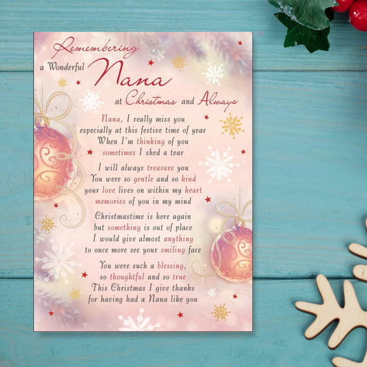 Graveside Card - Remembering A Wonderful Nana At Christmas And Always