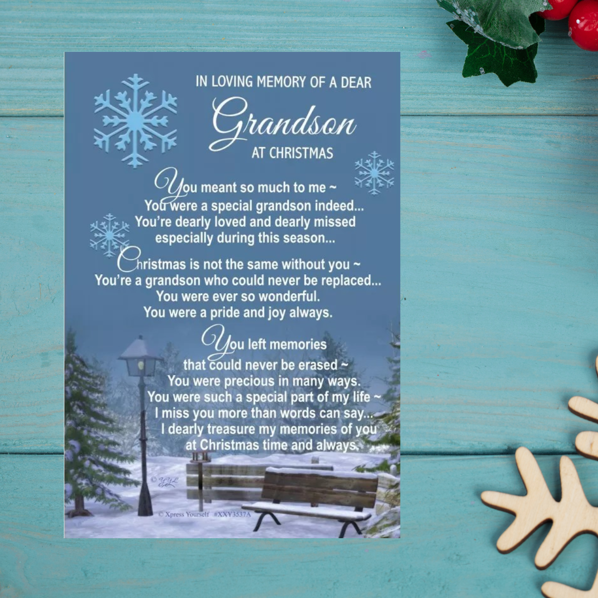 Graveside Card - In Loving Memory Of A Dear Grandson At Christmas