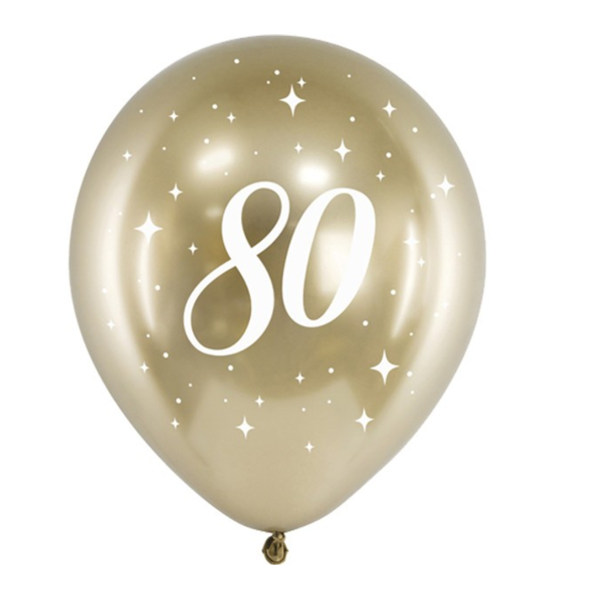 PartyDeco Balloons - 6 x 12" Age 80 Gold Glossy Latex