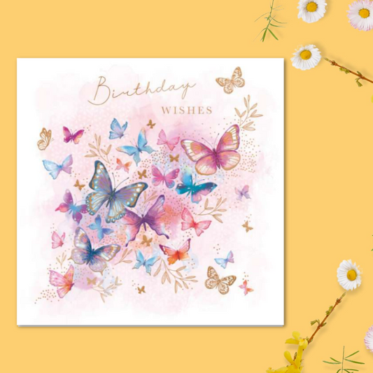 Blush Birthday Card - Beautiful Butterflies