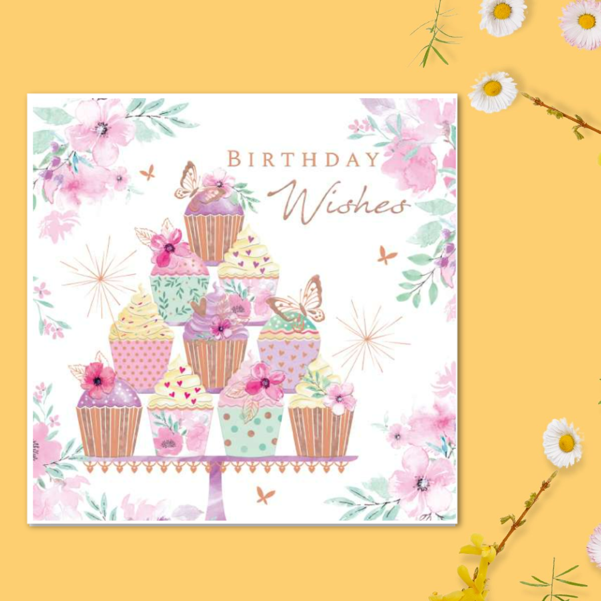 Blush Birthday Card - Cupcakes